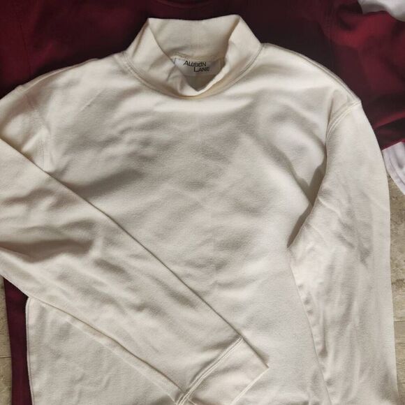 2 Allison Lane mock turtlenecks, white and cream - Picture 1 of 5